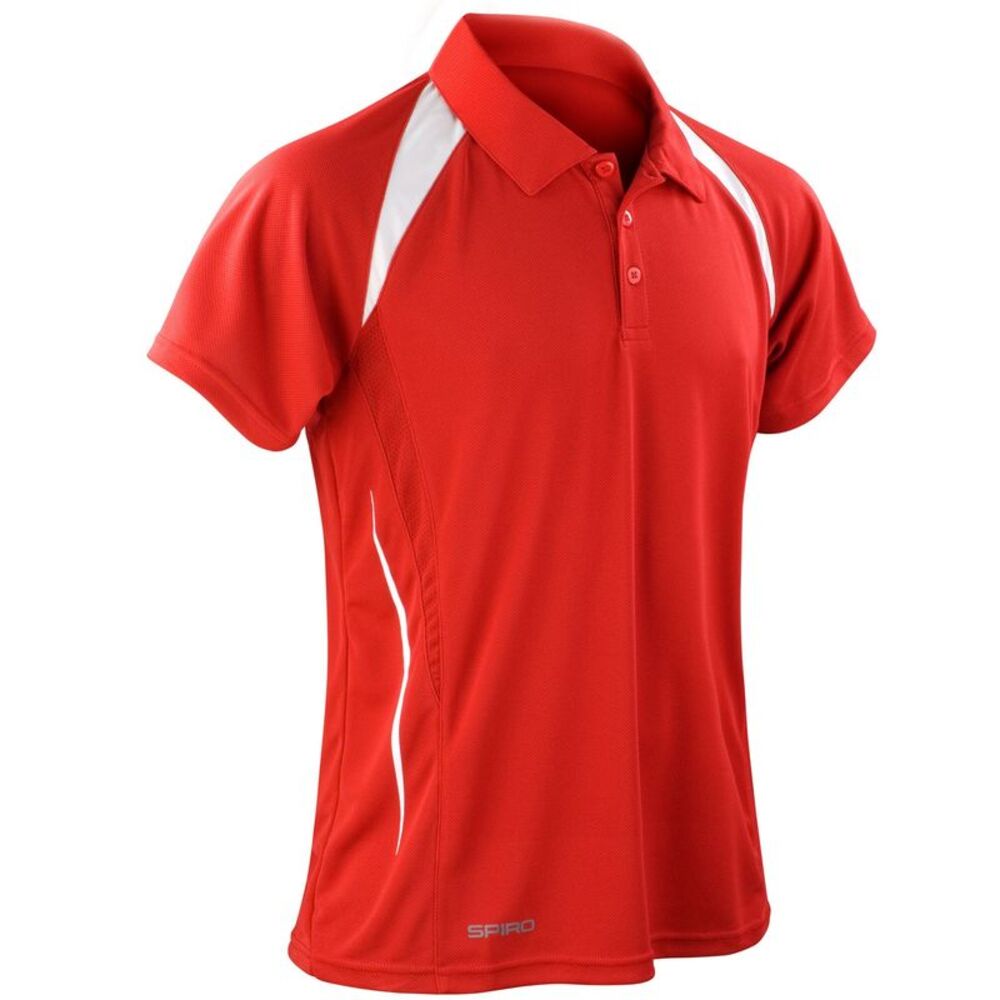 Spiro Mens Team Spirit Polo Shirt / Red/White